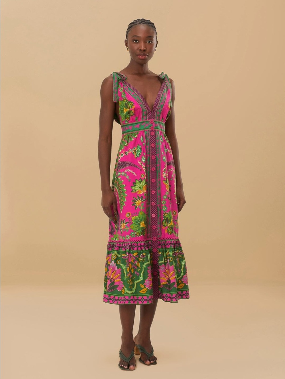 EUC FARM RIO Ana Tapestry Pink Midi Dress